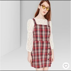 Plaid overall dress